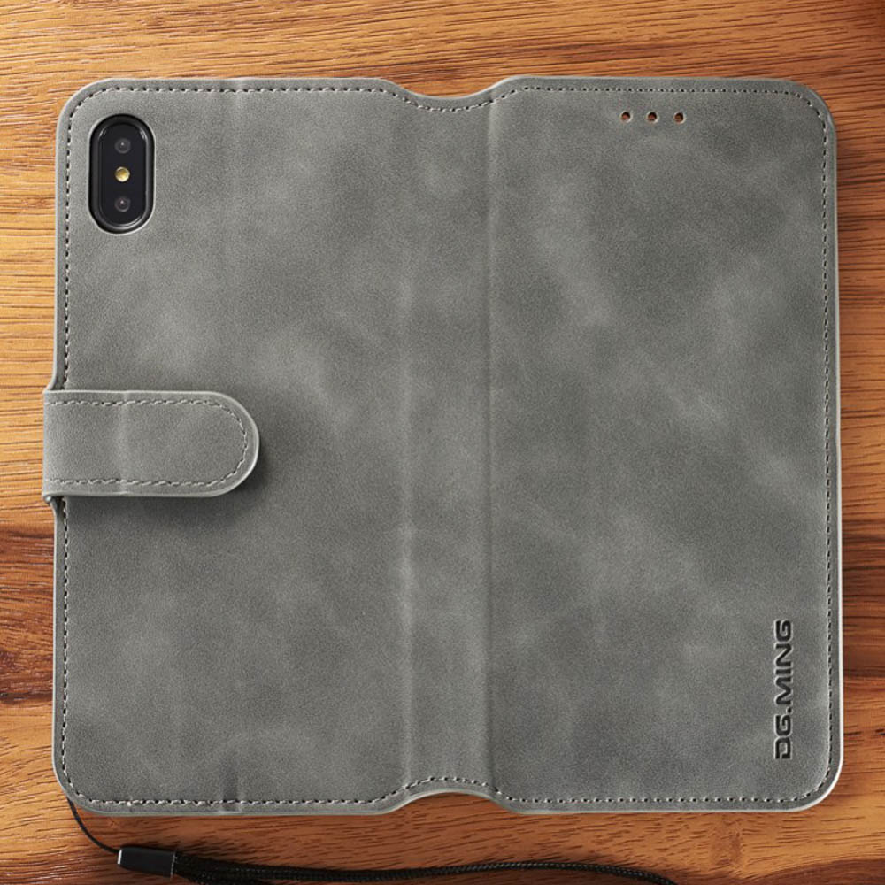 Husa iPhone XS Max Retro Style Leather, Dg. Ming  Gri thumb