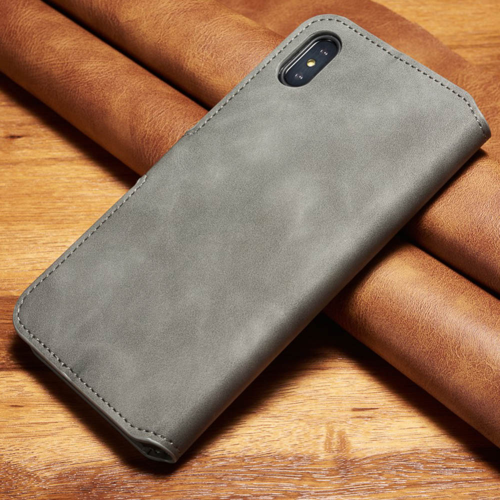 Husa iPhone XS Max Retro Style Leather, Dg. Ming  Gri thumb