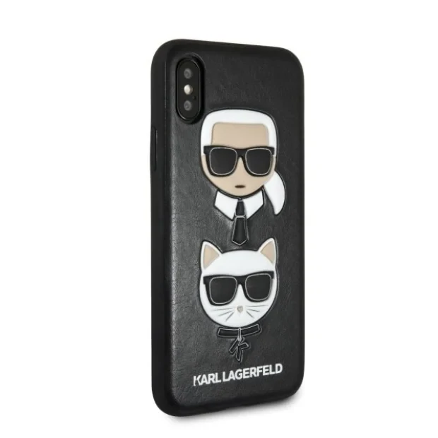 Husa iPhone XS Max Karl Lagerfeld &amp; Choupette Hard Case PU Negru