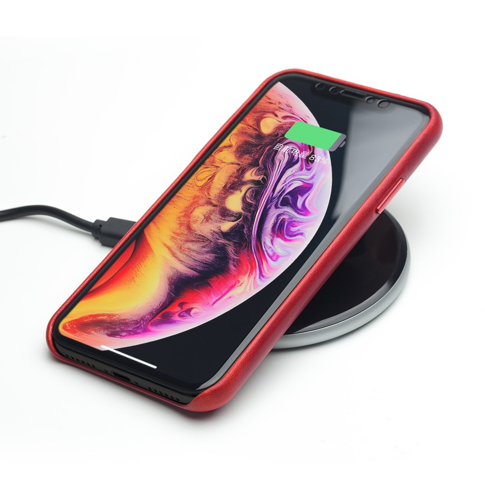 Husa iPhone XS Max Leather Back Case Qialino Rosu thumb