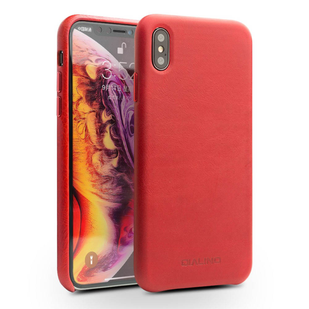 Husa iPhone XS Max Leather Back Case Qialino Rosu thumb