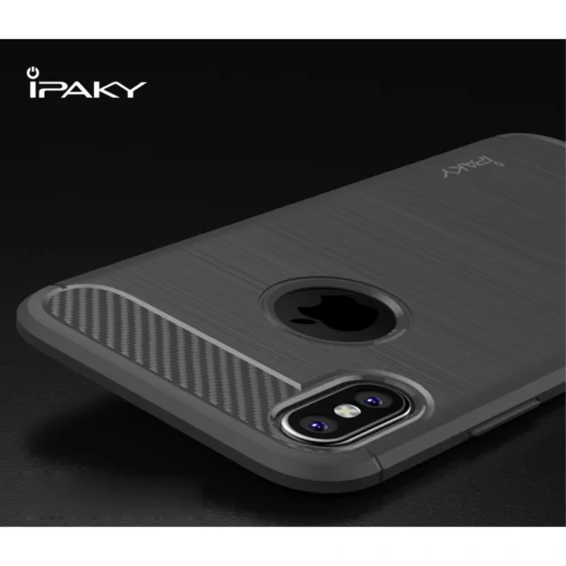 Husa iPhone XS/X  Carbon Fiber, Ipaky, Gri