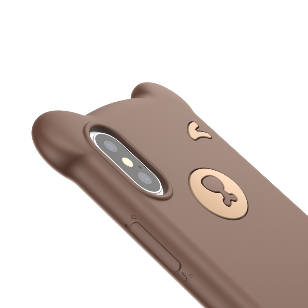 Husa iPhone X/XS Bear Silicone Maro Baseus thumb