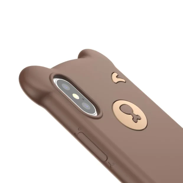 Husa iPhone X/XS Bear Silicone Maro Baseus