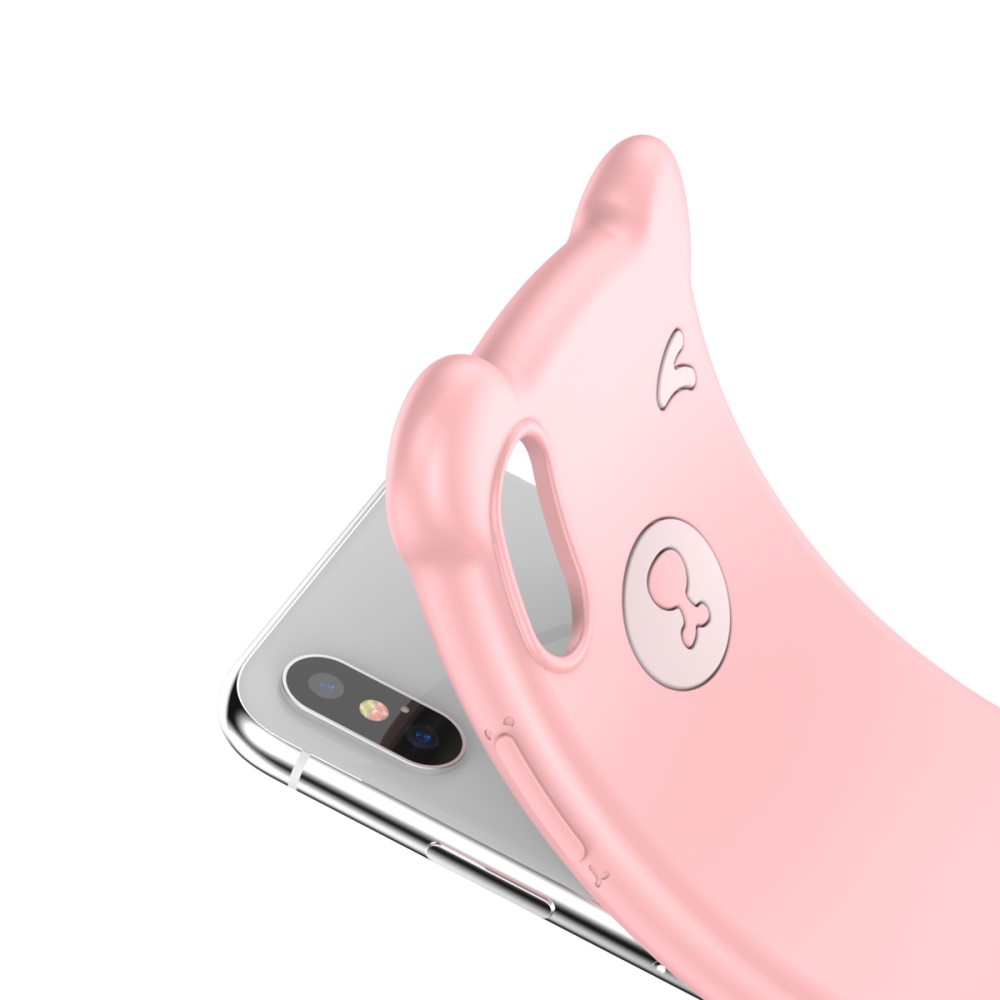 Husa iPhone X/XS Bear Silicone Roz Baseus thumb