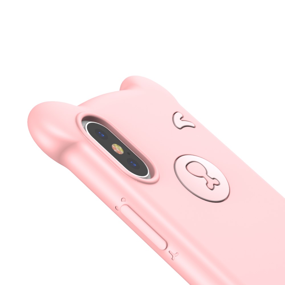 Husa iPhone X/XS Bear Silicone Roz Baseus thumb