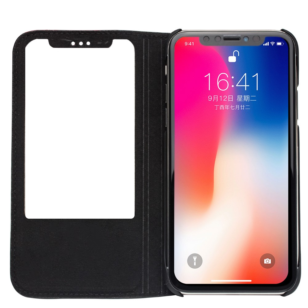 Husa iPhone X/Xs Business View Window Qialino Neagra thumb