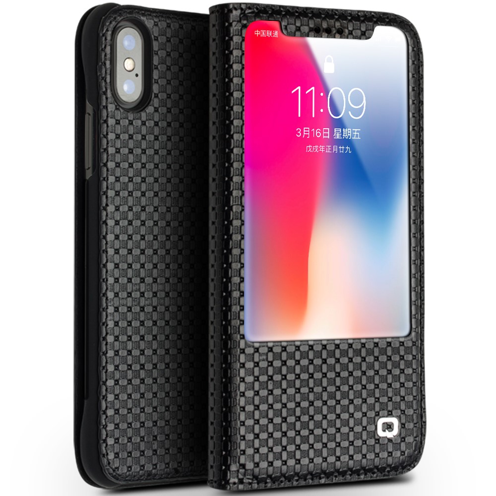 Husa iPhone X/Xs Business View Window Qialino Neagra thumb