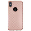Husa iPhone X/Xs Carbon Fiber Texture Roz Gold