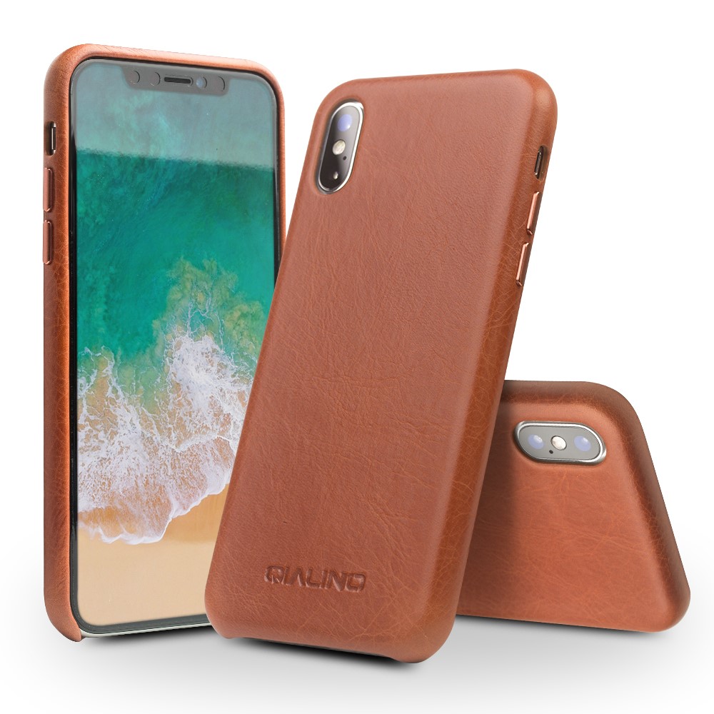 Husa iPhone X/Xs 5.8'' Leather Back Case Qialino Maro thumb