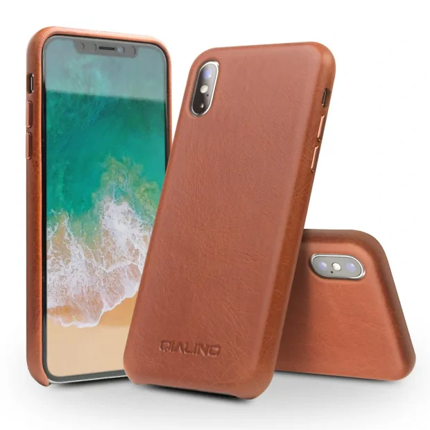 Husa iPhone X/Xs 5.8&#039;&#039; Leather Back Case Qialino Maro