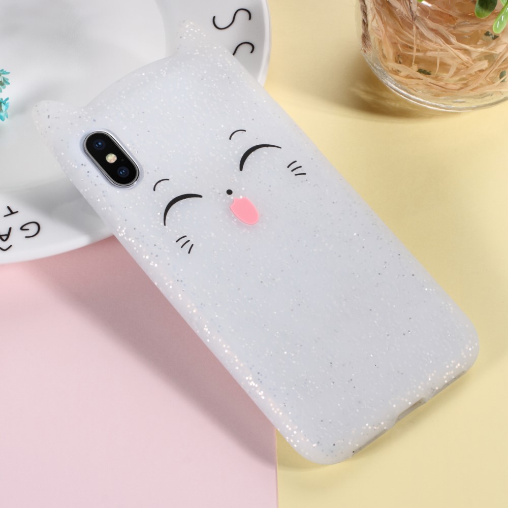 Husa iPhone X/XS 5.8'' Mustache Silicon 3D Alba thumb