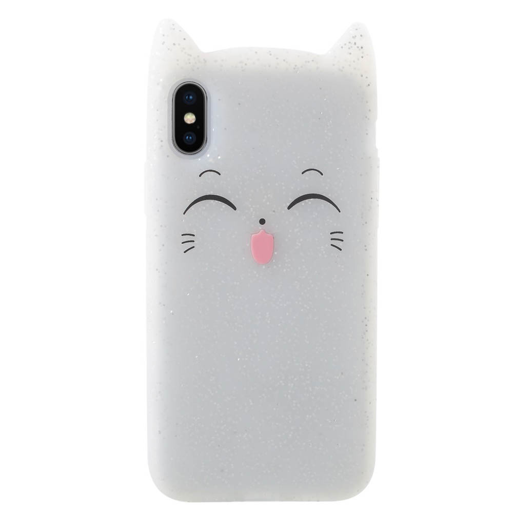 Husa iPhone X/XS 5.8'' Mustache Silicon 3D Alba thumb