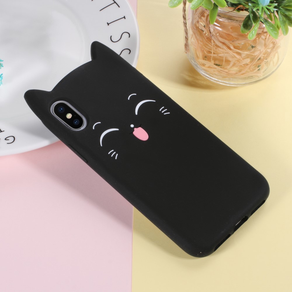 Husa iPhone X/XS 5.8'' Mustache Silicon 3D Neagra thumb