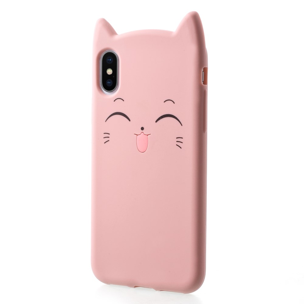 Husa iPhone X/XS Mustache Silicon 3D Roz thumb