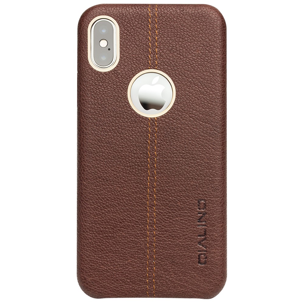 Husa iPhone X/Xs Qialino Leather Back Case Maro thumb