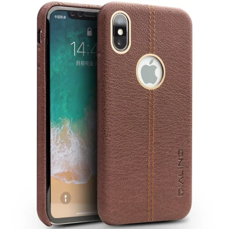 Husa iPhone X/Xs Qialino Leather Back Case Maro