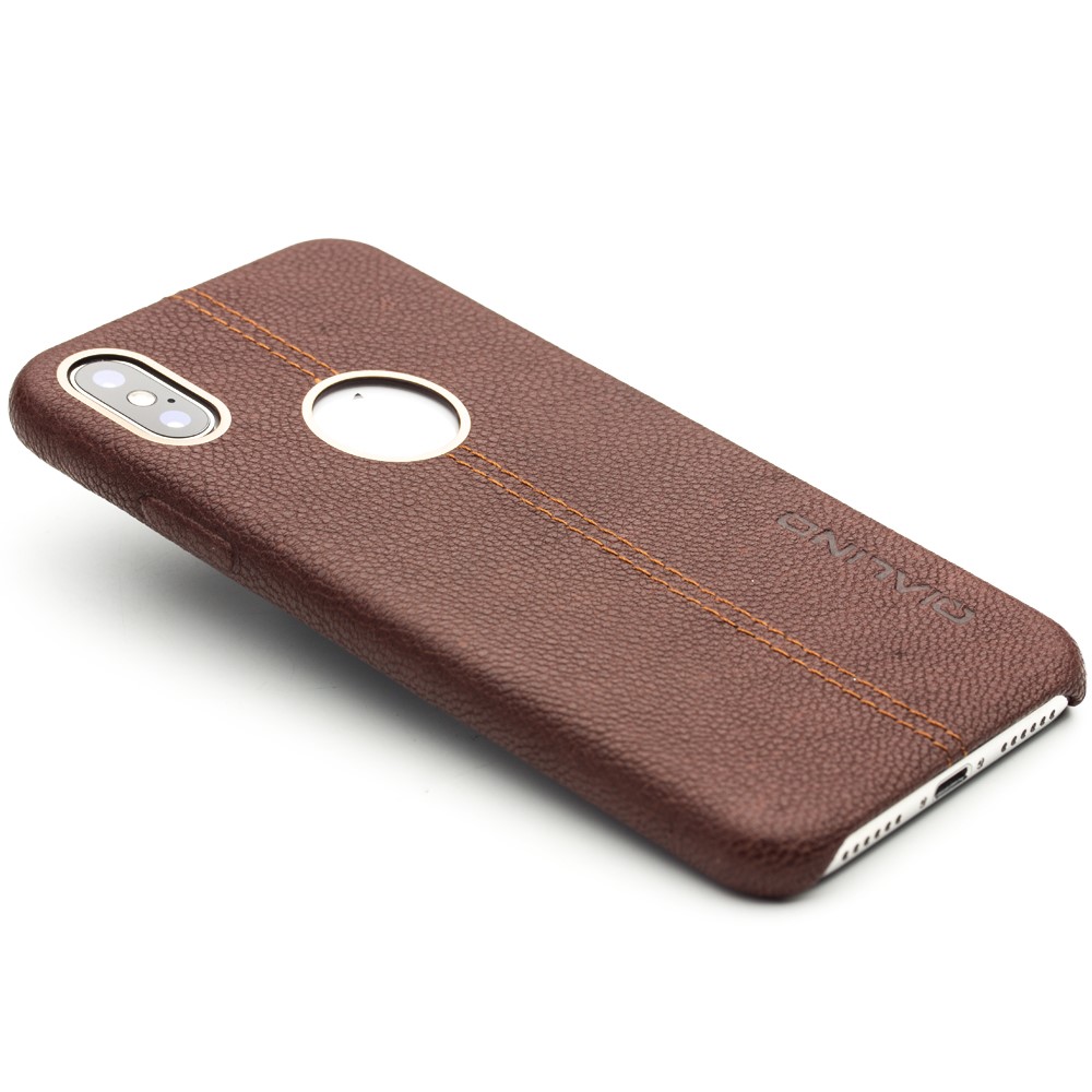 Husa iPhone X/Xs Qialino Leather Back Case Maro thumb