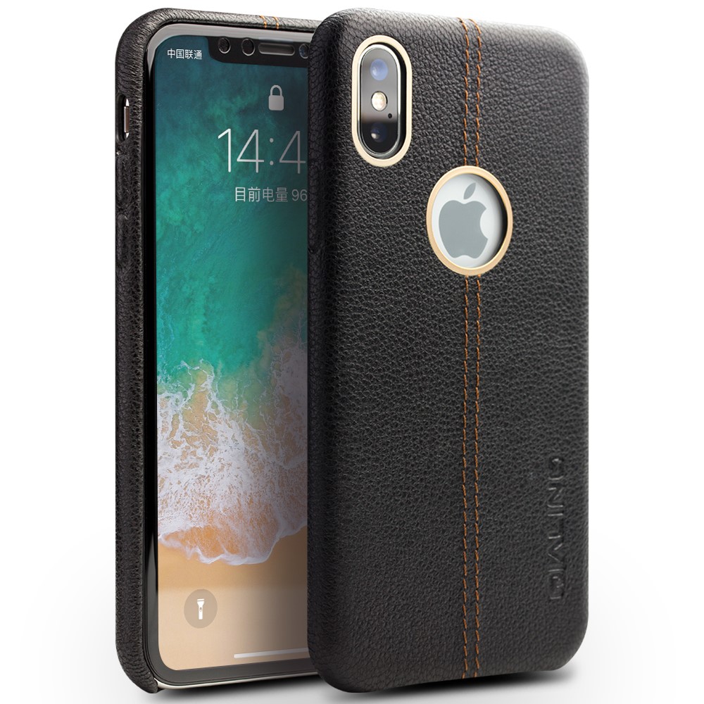 Husa iPhone X/Xs  Qialino Leather Back Case Neagra thumb