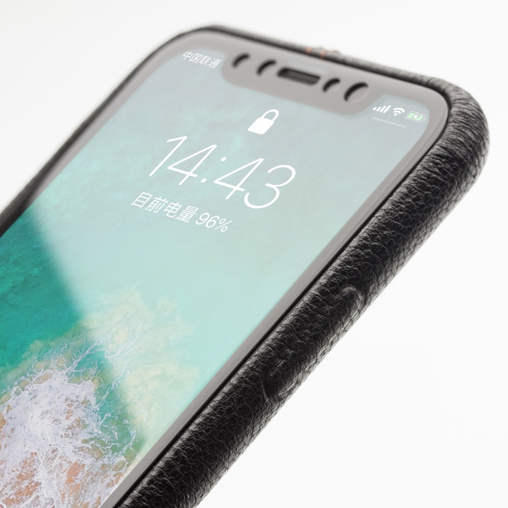 Husa iPhone X/Xs  Qialino Leather Back Case Neagra thumb