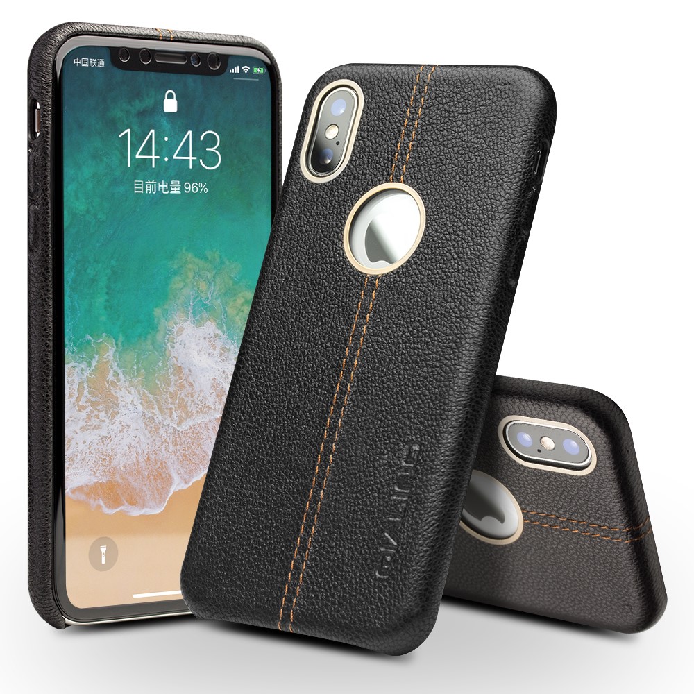 Husa iPhone X/Xs  Qialino Leather Back Case Neagra thumb