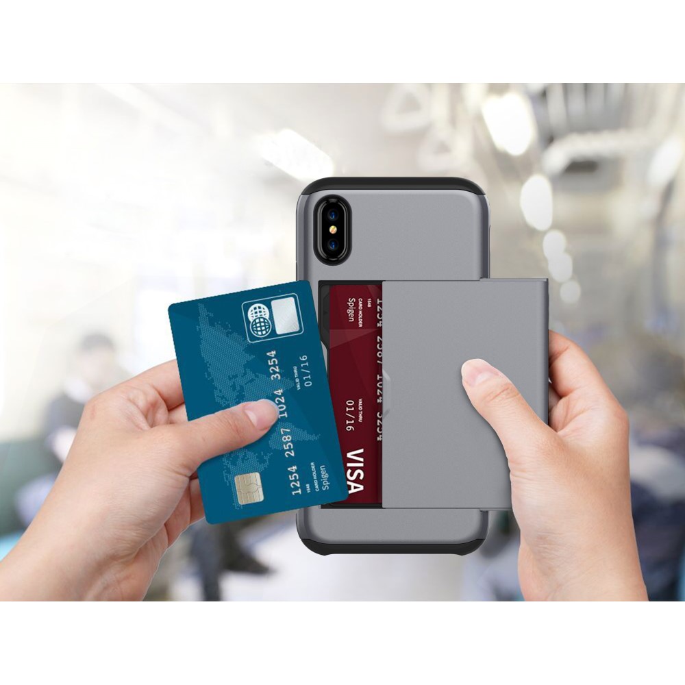 Husa iPhone X/Xs 5.8'' Sliding Card Holder Gri thumb