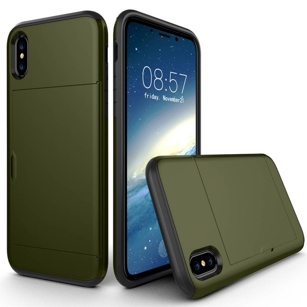 Husa iPhone X/Xs 5.8'' Sliding Card Holder Verde thumb