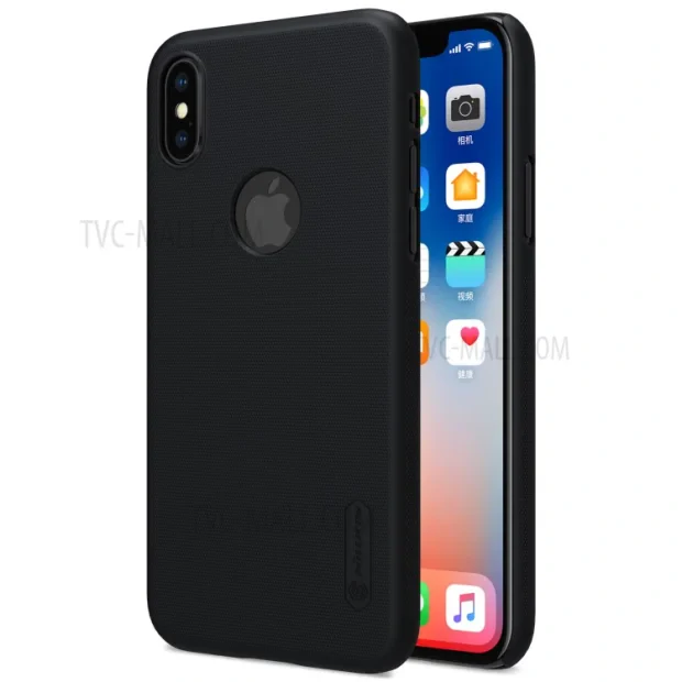 Husa iPhone X/XS Frosted Shield Negru Nillkin + Folie