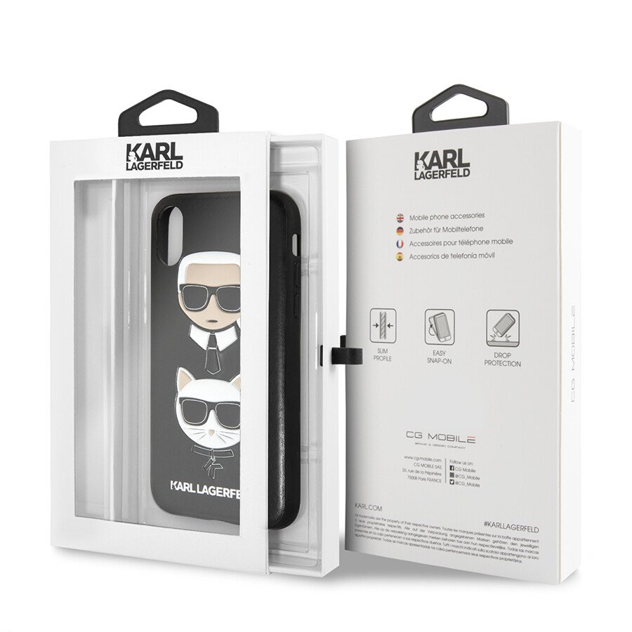 Husa iPhone X/XS Karl Lagerfeld & Choupette Hard Case PU Neagra thumb
