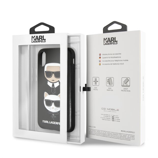 Husa iPhone X/XS Karl Lagerfeld &amp; Choupette Hard Case PU Neagra
