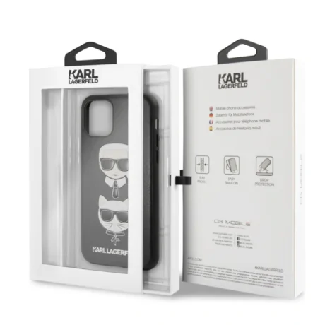 Husa iPhone 11 Pro Max Karl Lagerfeld &amp; Choupette Hard Case PU Neagra