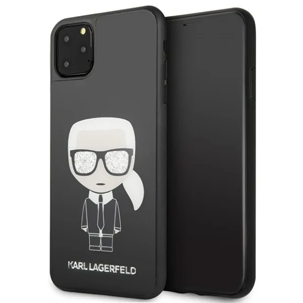 Husa Karl Lagerfeld Iconic Glitter pentru iPhone 11 Pro Max Negru