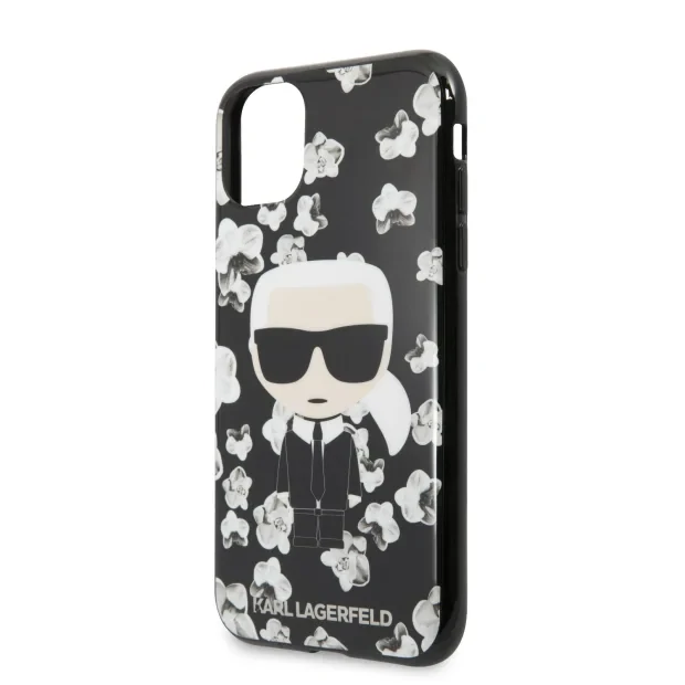 Husa Karl Lagerfeld TPU Flower pentru iPhone 11 Negru