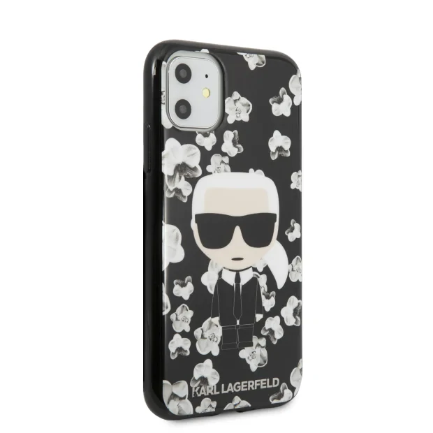 Husa Karl Lagerfeld TPU Flower pentru iPhone 11 Negru