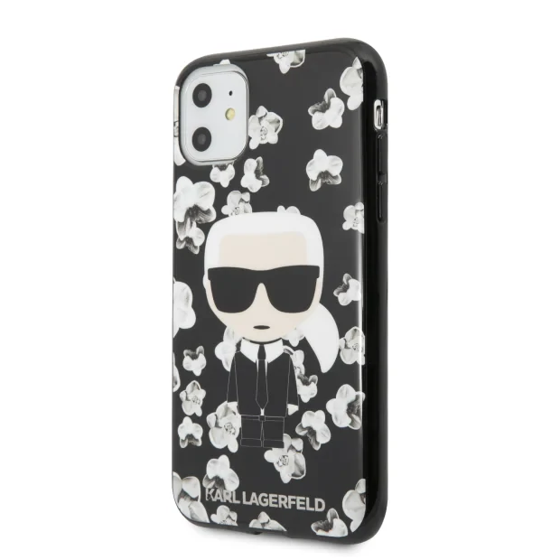 Husa Karl Lagerfeld TPU Flower pentru iPhone 11 Negru