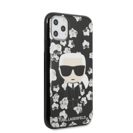 Husa Karl Lagerfeld TPU Flower pentru iPhone 11 Pro Negru