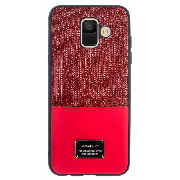 Husa Magnetica Samsung Galaxy A6 2018, Rosu Glitter CTK