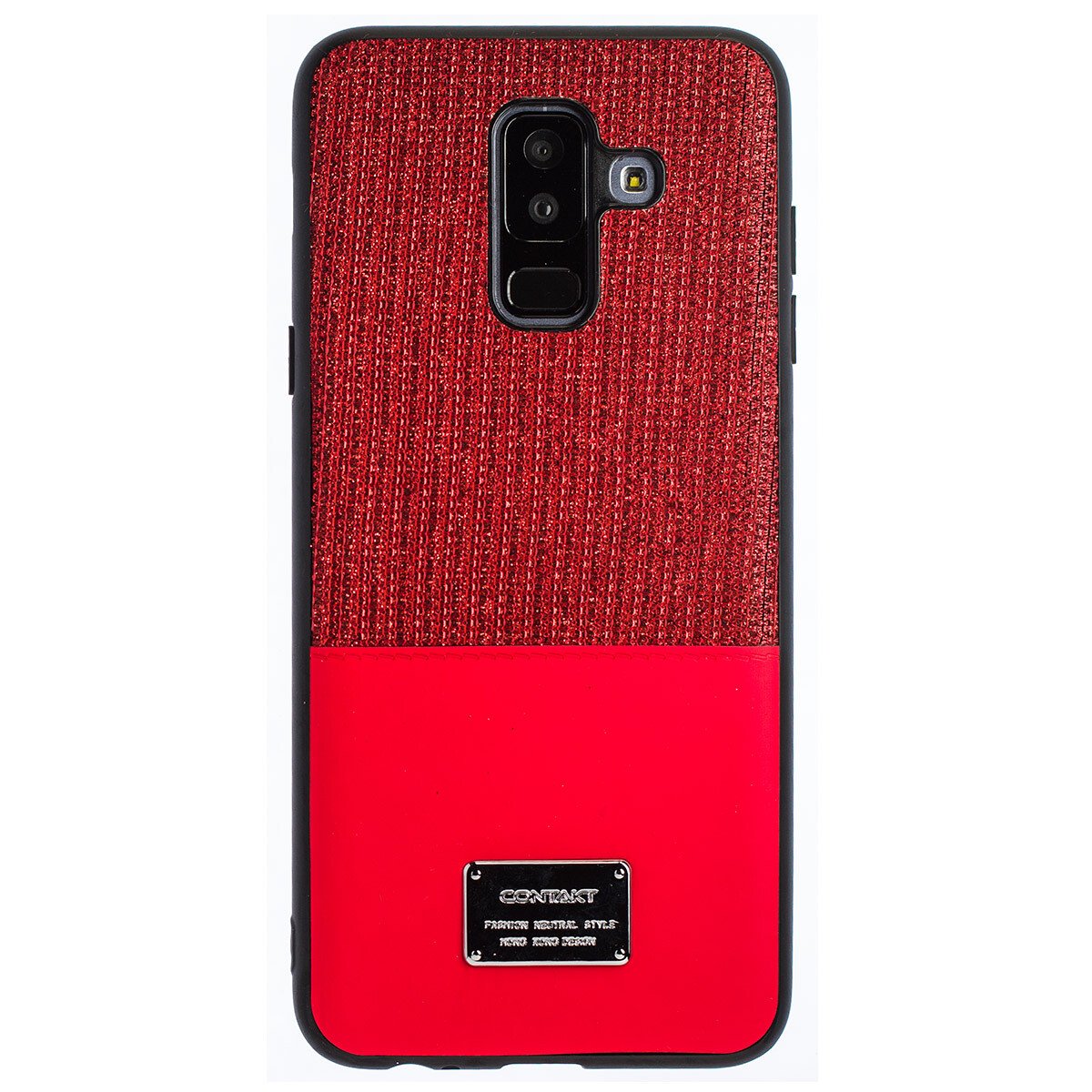 Husa Magnetica Samsung Galaxy A6 Plus 2018, Rosu Glitter CTK thumb