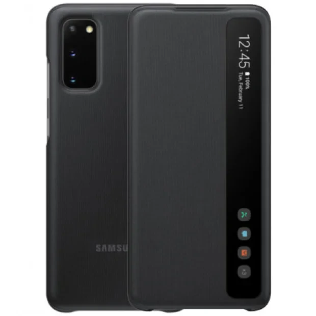 Husa Originala Samsung Galaxy S20, S-View Clear, Negru