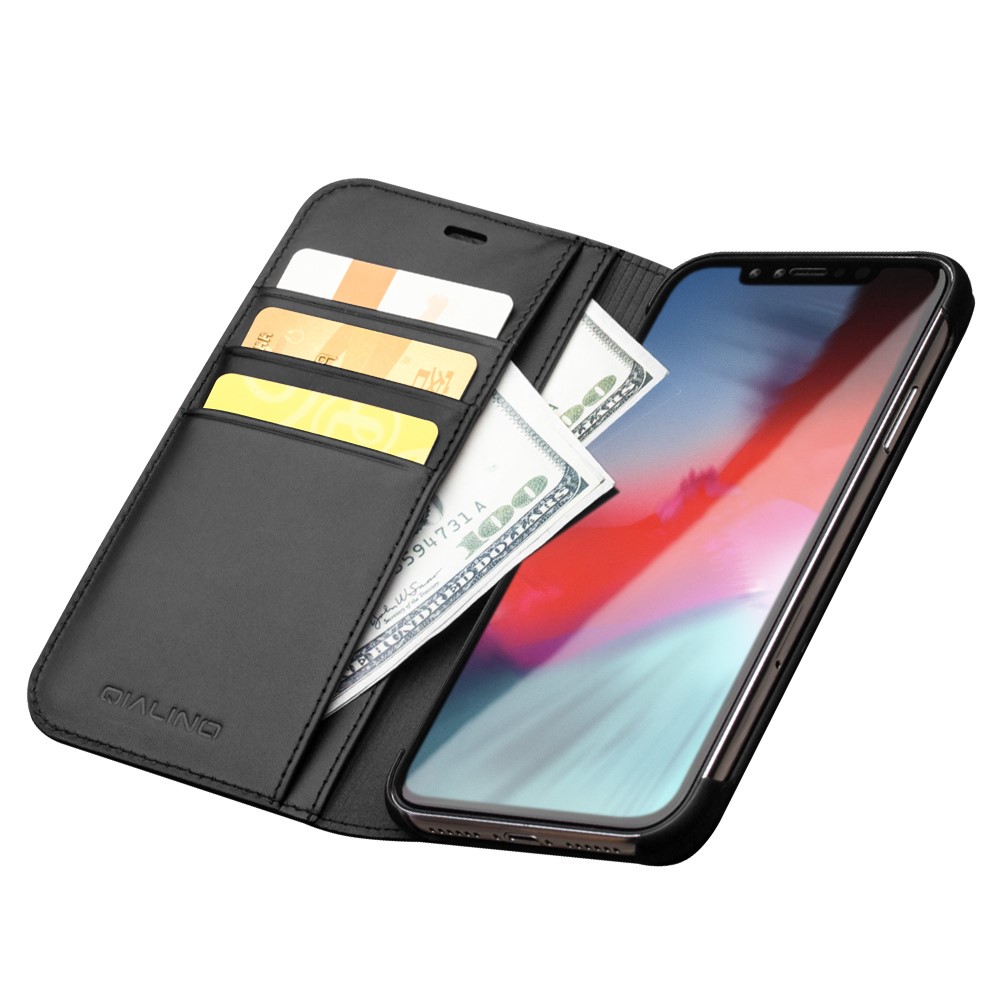 Husa piele iPhone XS Max Classic Negru Qialino thumb