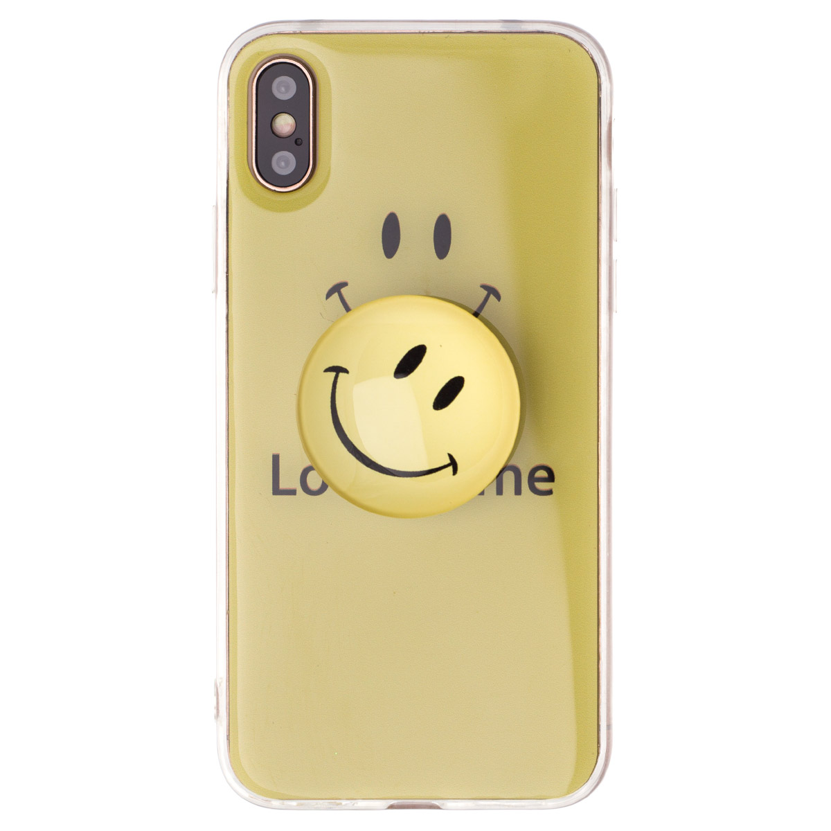 Husa Silicon cu suport, iPhone X/XS, Smile Galbena thumb