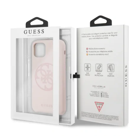 Husa silicon iPhone 11 Pro Tone on Tone Light Pink Guess