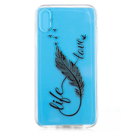 Husa silicon pentru iPhone XR Black Feather Pen