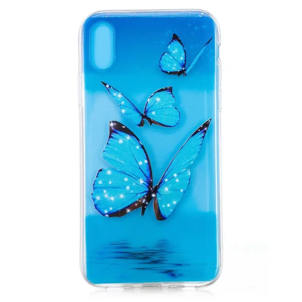 Husa silicon pentru iPhone XR Blue Butterfly