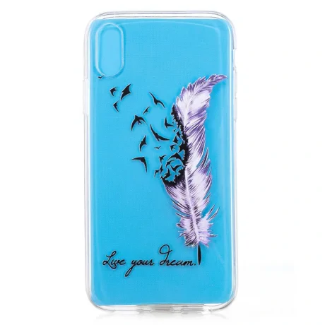 Husa silicon iPhone XR, Purple Feather and Bird