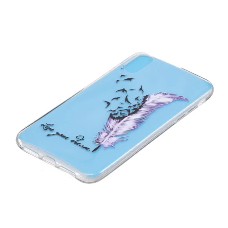Husa silicon iPhone XR, Purple Feather and Bird