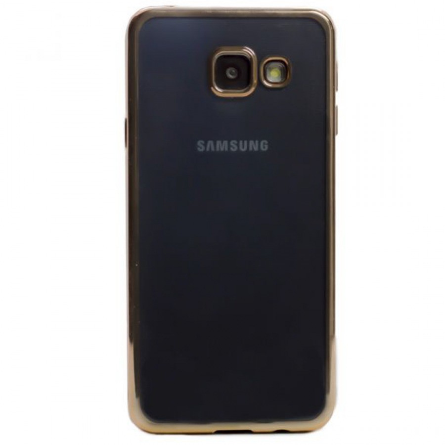 Husa Silicon Pentru Samsung Galaxy A3 2016 ( Rama Auriu ) thumb