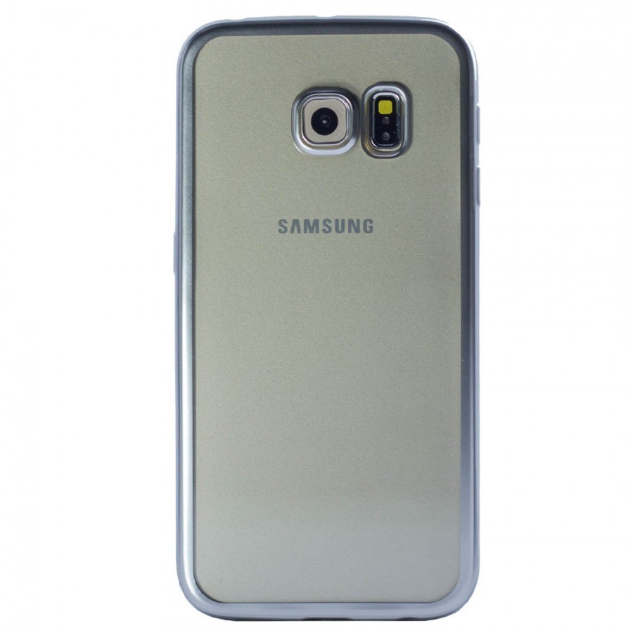Husa Silicon Pentru Samsung Galaxy S6 Edge ( Rama Argintiu ) thumb