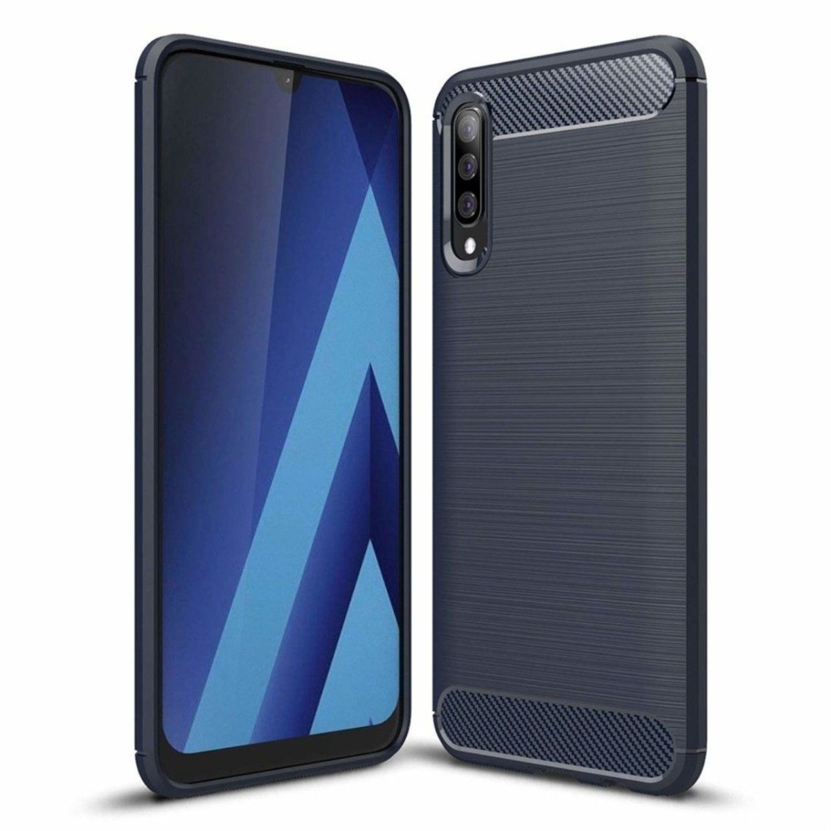 Husa Silicon Samsung Galaxy A70, Carbon Albastru thumb