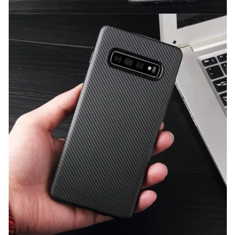 Husa Silicon Samsung Galaxy S10, Carbon Negru Mat